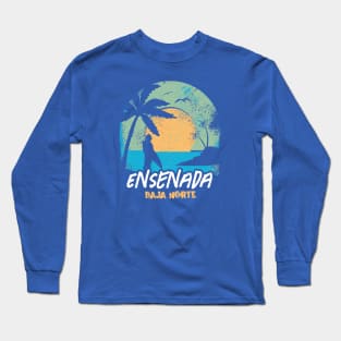 Retro Sunset Ensenada Baja Norte Surfing // Retro Beach Long Sleeve T-Shirt